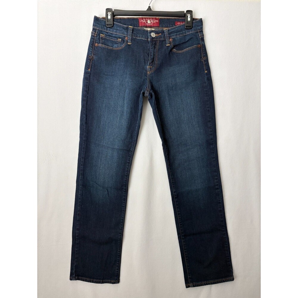 Lucky Brand Sofia Straight Cut Solid Wash Blue Jeans Size 6 / 28 Ankle